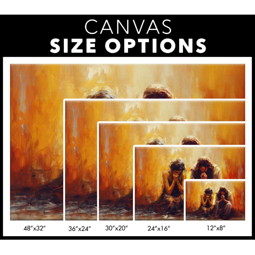 Women and Jesus Praying Wall Art Canvas Size Options