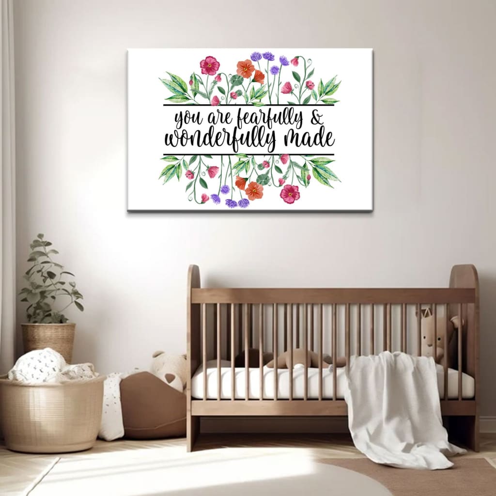 You Are Fearfully and Wonderfully Made Psalm 129:14 Christian Wall Art Canvas