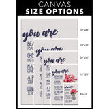 Christian wall decor with "You Are Who God Says You Are," Bible verses, perfect for uplifting and inspirational artwork / canvas size options.