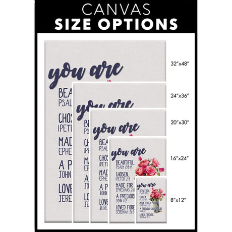 Christian wall decor with "You Are Who God Says You Are," Bible verses, perfect for uplifting and inspirational artwork / canvas size options.