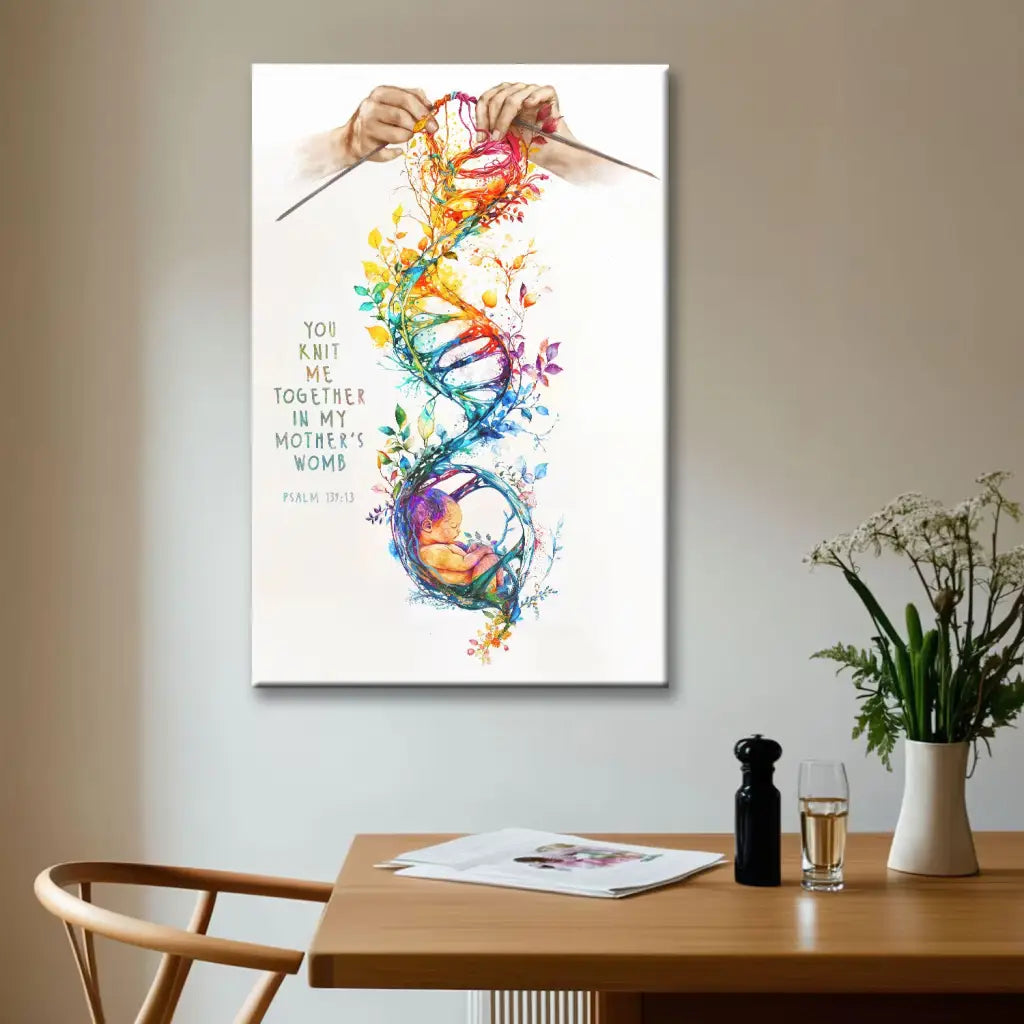 Psalm 139:13 wall art canvas with &quot;You Knit Me Together In My Mother&#39;s Womb,&quot; inspiring Christian decor for any room.