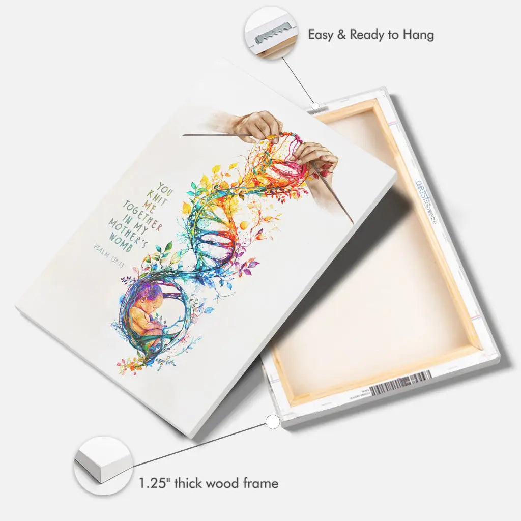 You Knit Me Together In My Mother’s Womb Psalm 139:13 Wall Art Canvas, Christian Artwork For Home