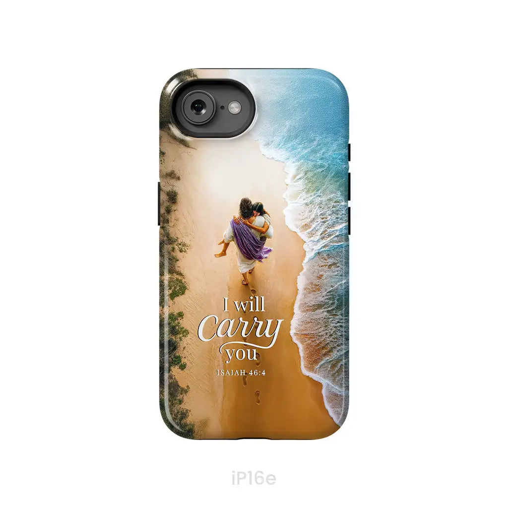 (Young Girl) I Will Carry You – Jesus Carrying Young Girl Isaiah 46:4 Christian Phone Case iPhone 16e / Tough Case