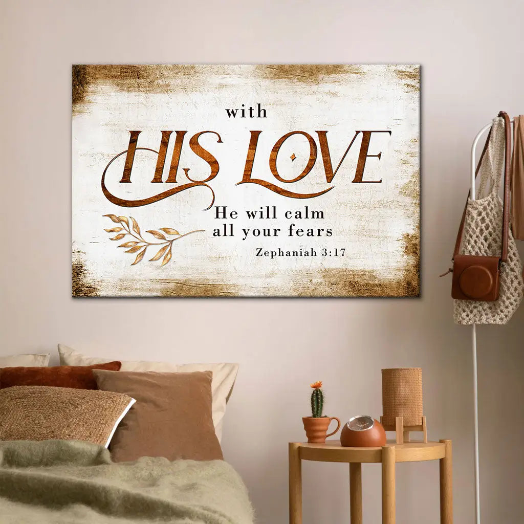 Faith-based wall decor symbolizing God’s presence calming every fear.