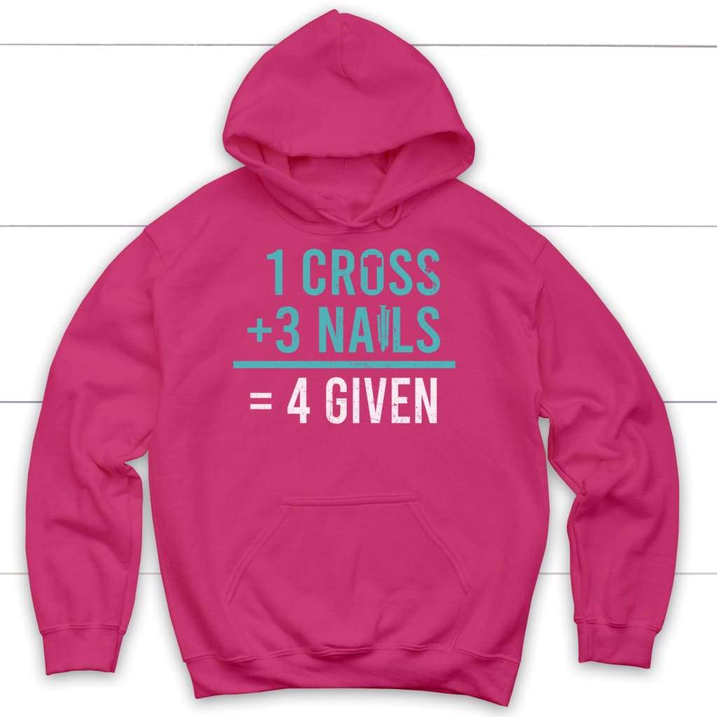Easter hoodies, 1 Cross 3 nails 4 given Christian hoodie Heliconia / S