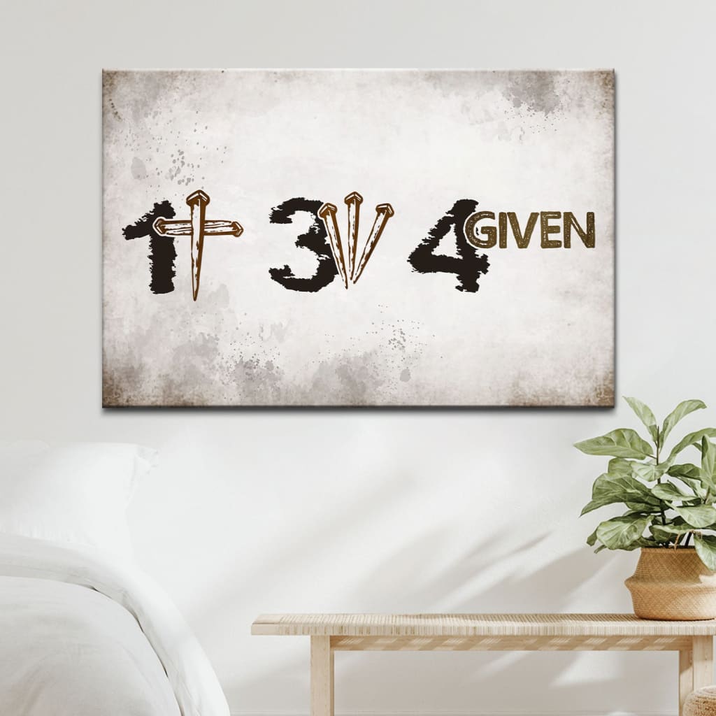 1 cross 3 nails 4given wall art canvas Easter Christian gifts Brown / 12 x 8