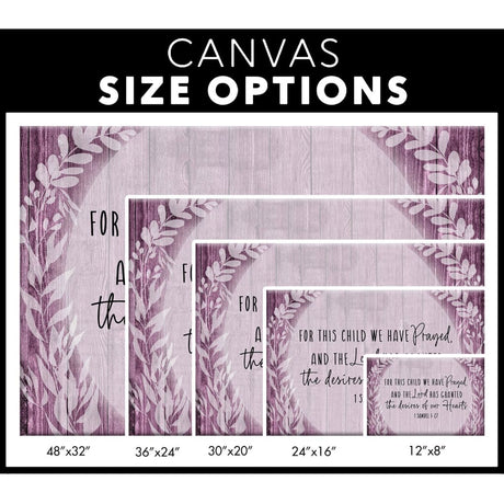 1 Samuel 1:27 For this child we have prayed wall art canvas Christian gifts for kids