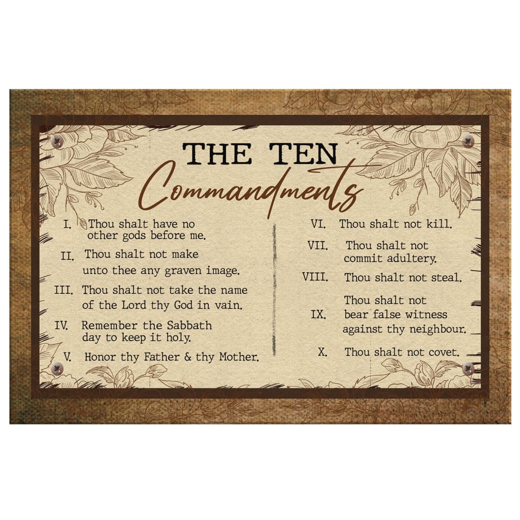 Inspirational canvas print of the Ten Commandments, offering a faith-centered touch to your Christian home decor.