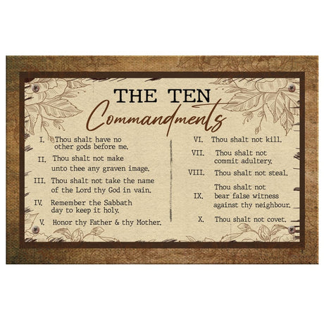 Inspirational canvas print of the Ten Commandments, offering a faith-centered touch to your Christian home decor.