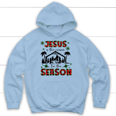 Jesus is the reason for the season hoodie Christian Christmas hoodies Light Blue / S