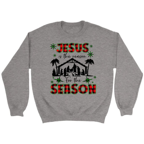 Jesus is the reason for the season sweatshirt Christian Christmas sweatshirts Sports Grey / S