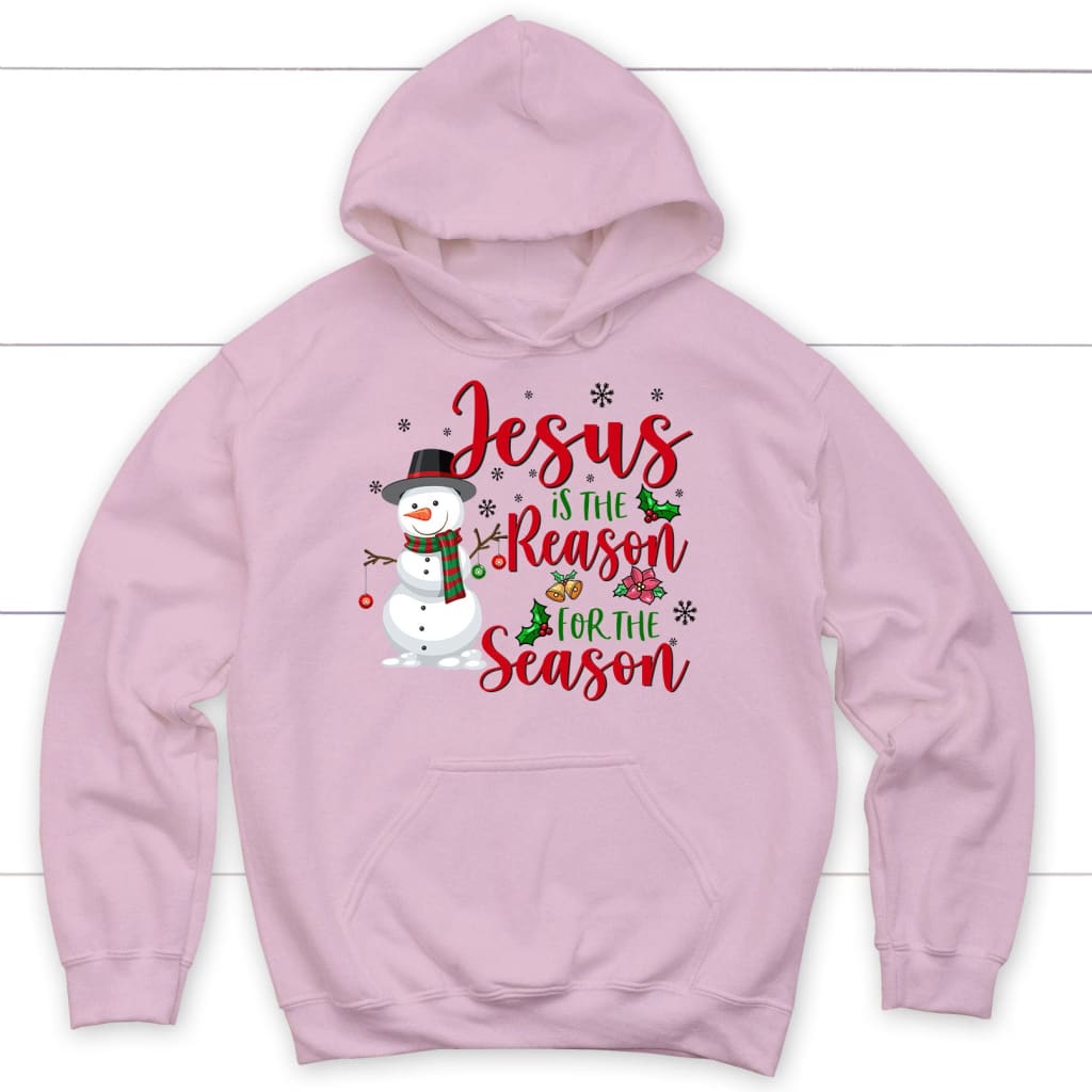 Jesus is the reason for the season Snowman Christmas hoodie Light Pink / S