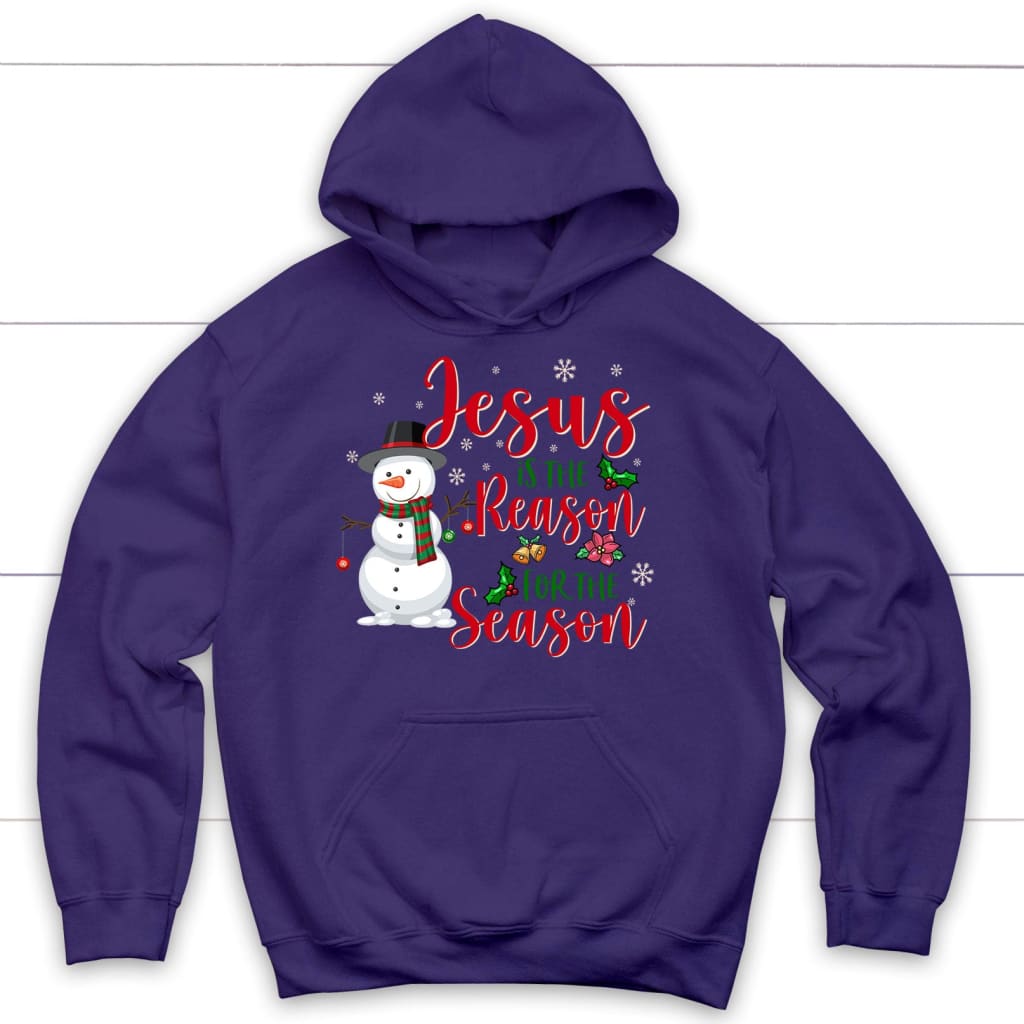 Jesus is the reason for the season Snowman Christmas hoodie Purple / S