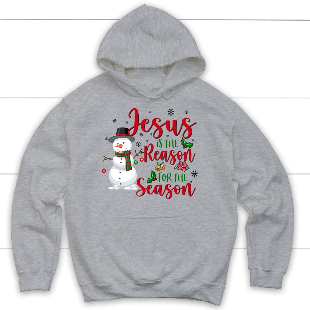 Jesus is the reason for the season Snowman Christmas hoodie Sports Grey / S