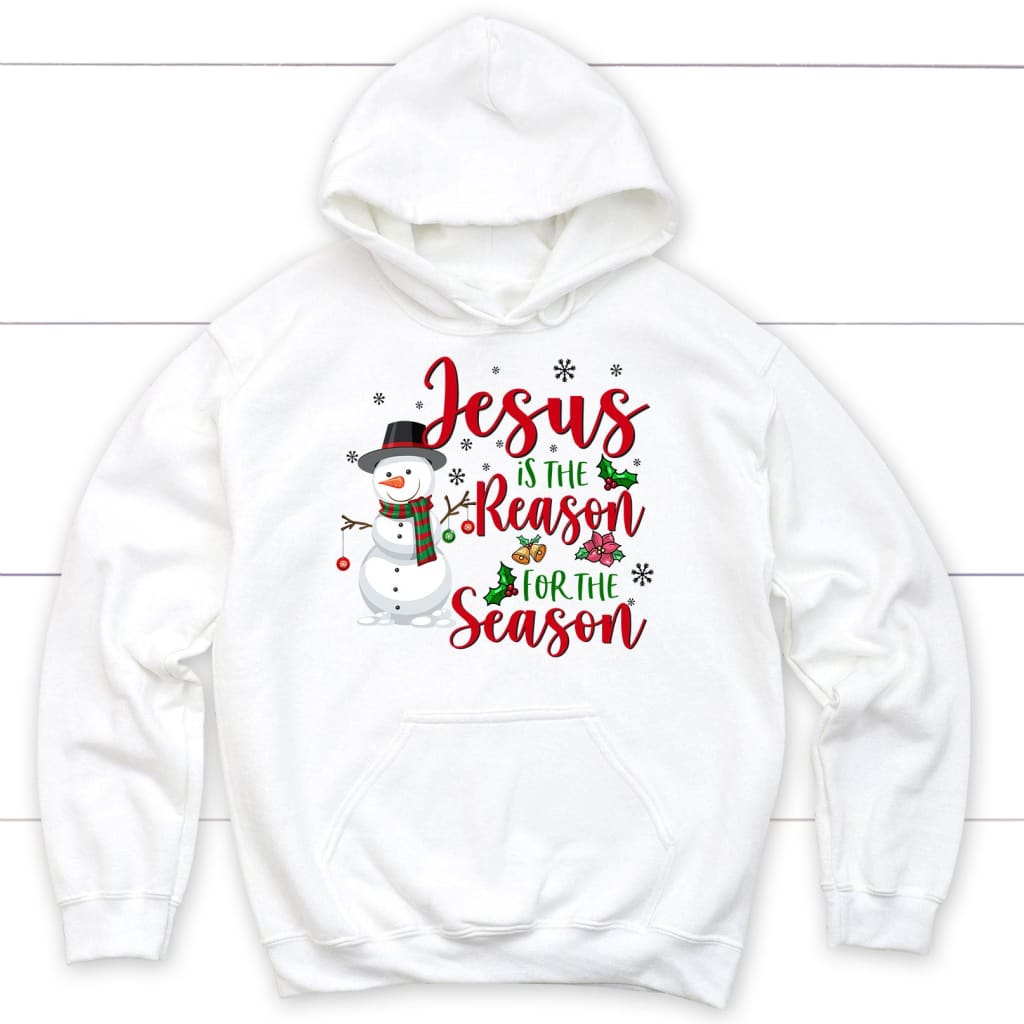 Jesus is the reason for the season Snowman Christmas hoodie White / S