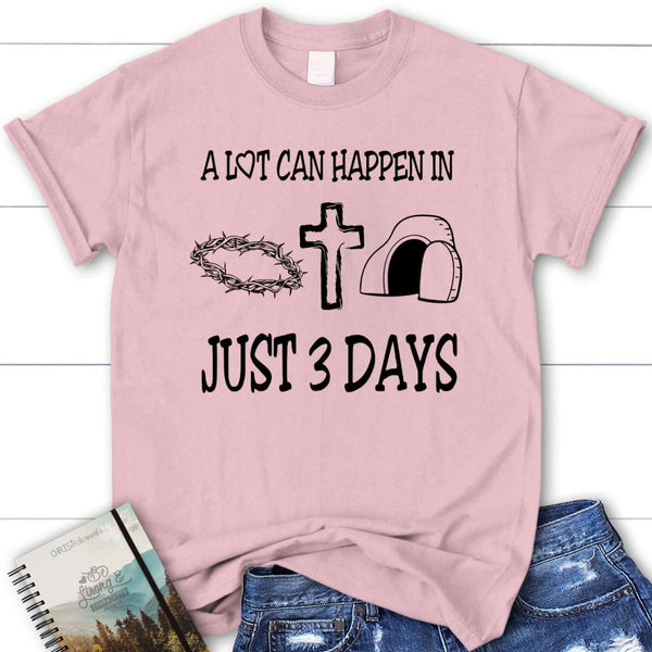 Shop4Ever Women's A Lot Can Happen in 3 Days Easter Christian Slim Fit  V-Neck T-Shirt X-Large Charcoal 
