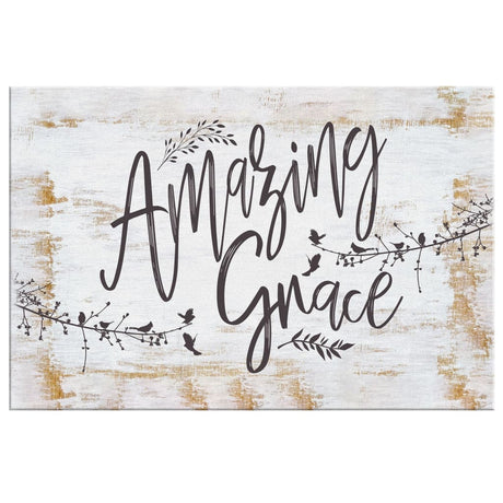 Religious wall art canvas with "Amazing Grace," perfect for faith-filled home decor.