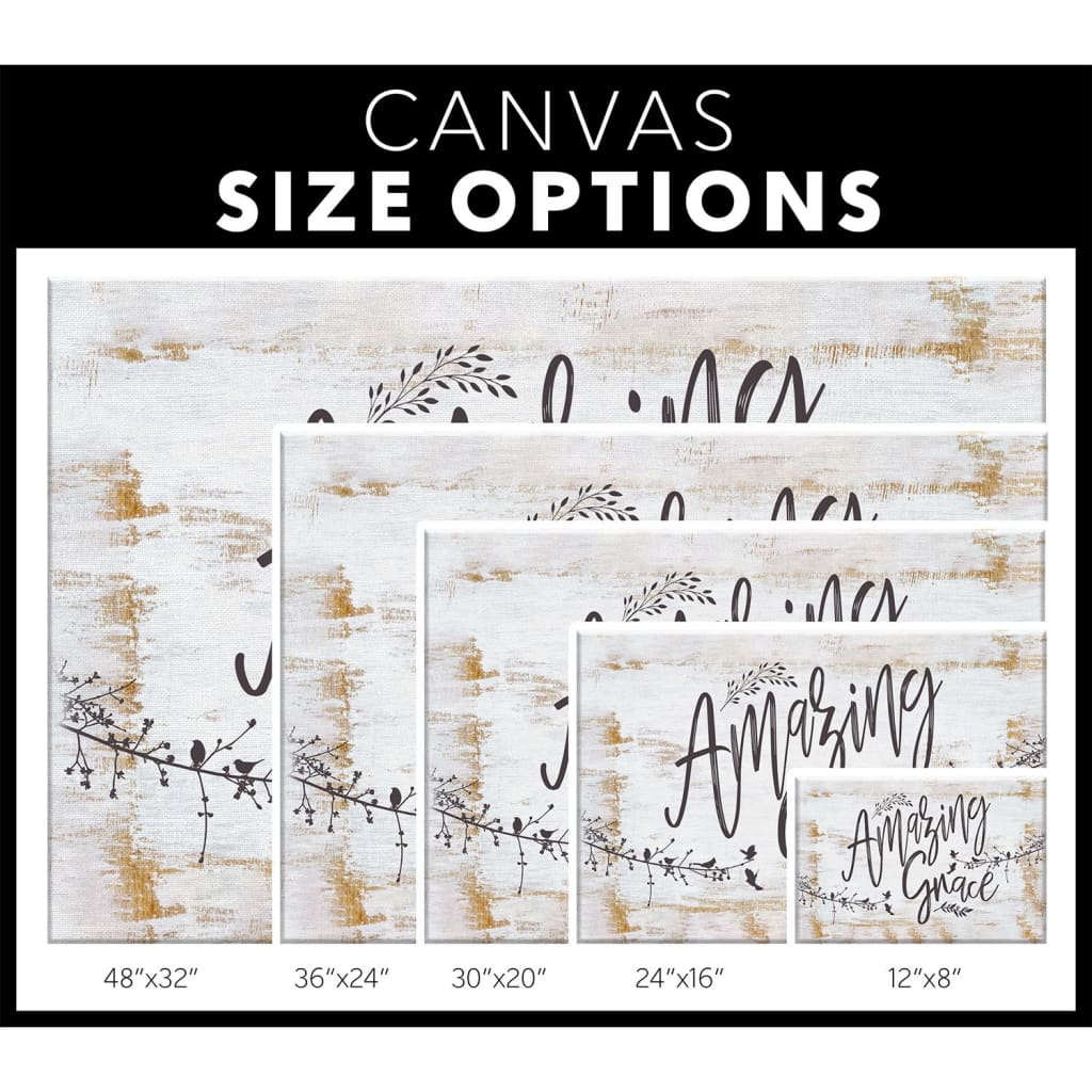 Christian canvas print featuring "Amazing Grace," ideal inspirational wall art for Christian homes.