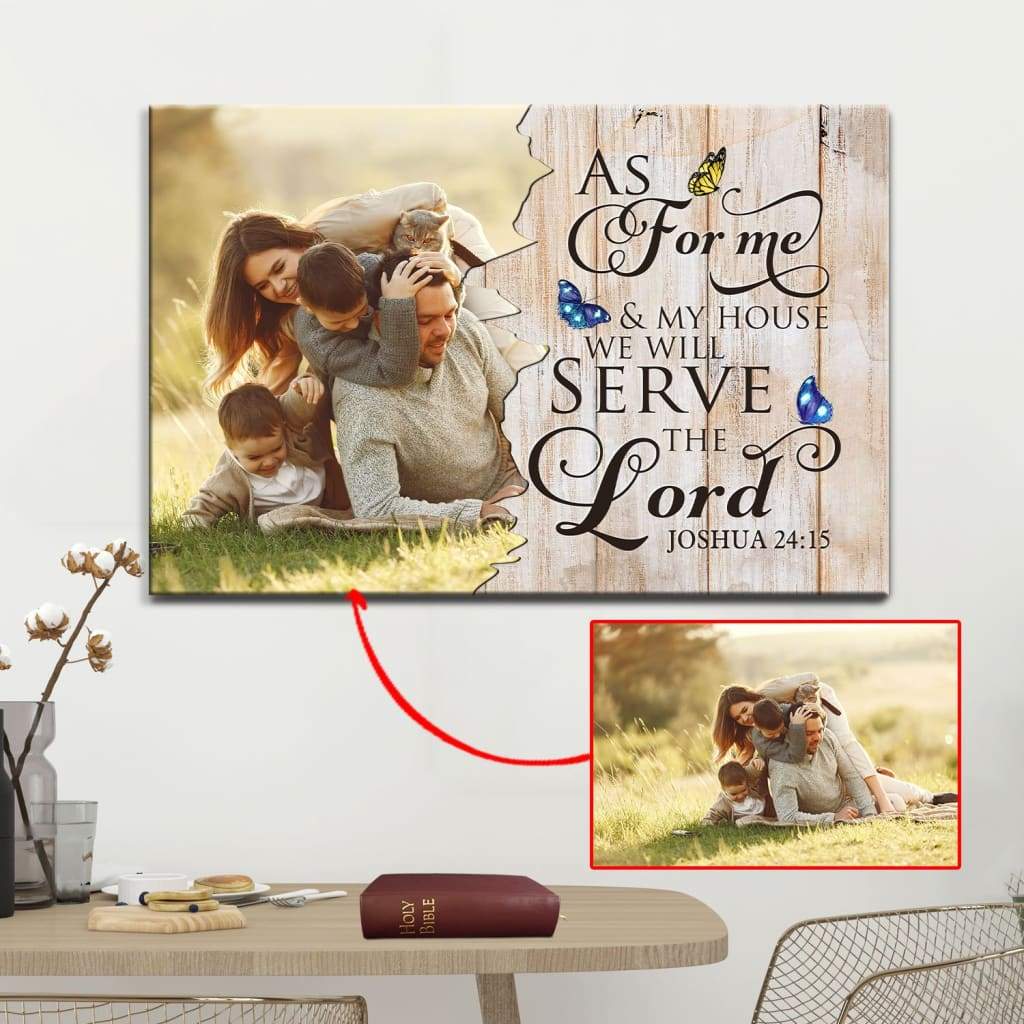 As for me and my house Joshua 24:15 personalized photo wall art canvas print