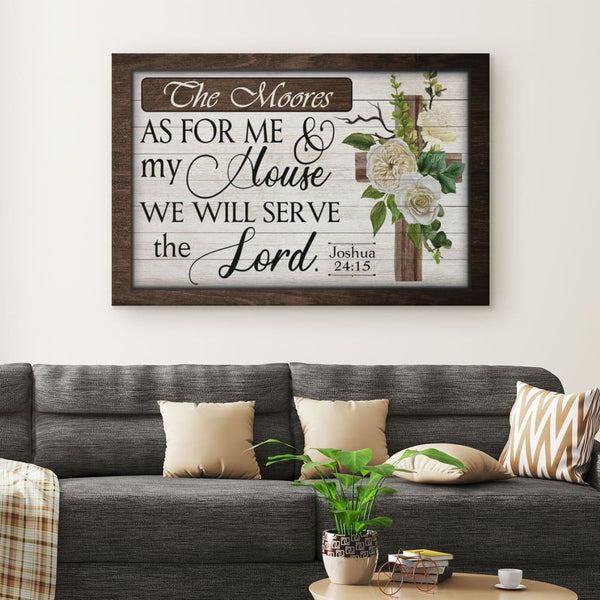 As for Me and My House Wall Art, Family Name Christian Canvas Wall Art