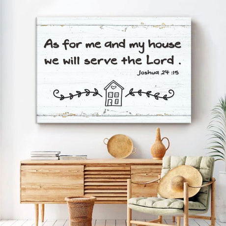 "As For Me And My House," modern farmhouse wall art, Christian decor, meaningful gift for housewarmings or weddings.