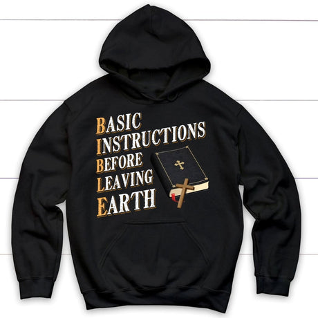 Basic instructions before leaving earth Christian hoodie Black / S