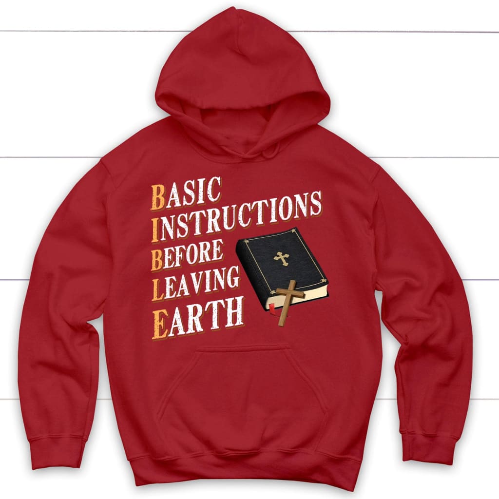Basic instructions before leaving earth Christian hoodie Red / S
