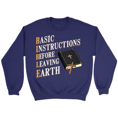 Basic instructions before leaving earth Christian sweatshirt Purple / S