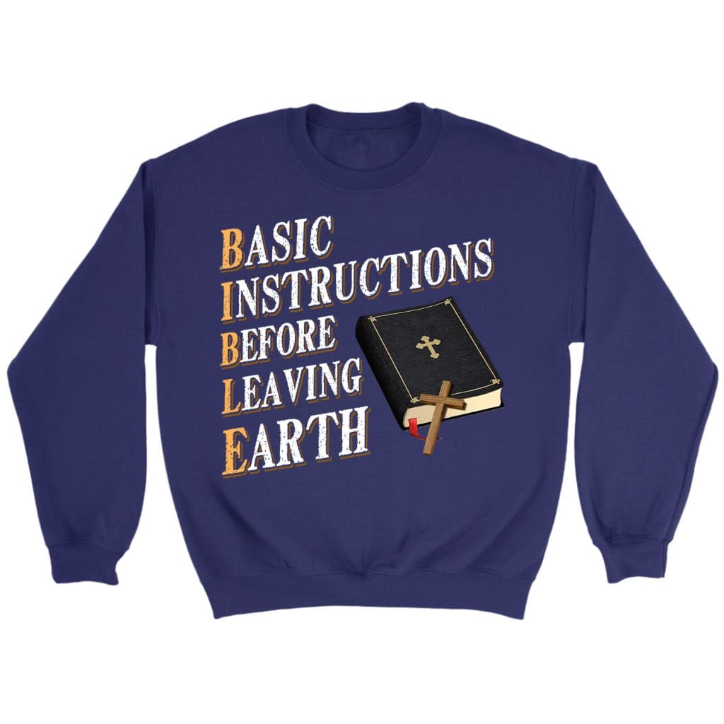 Basic instructions before leaving earth Christian sweatshirt Purple / S