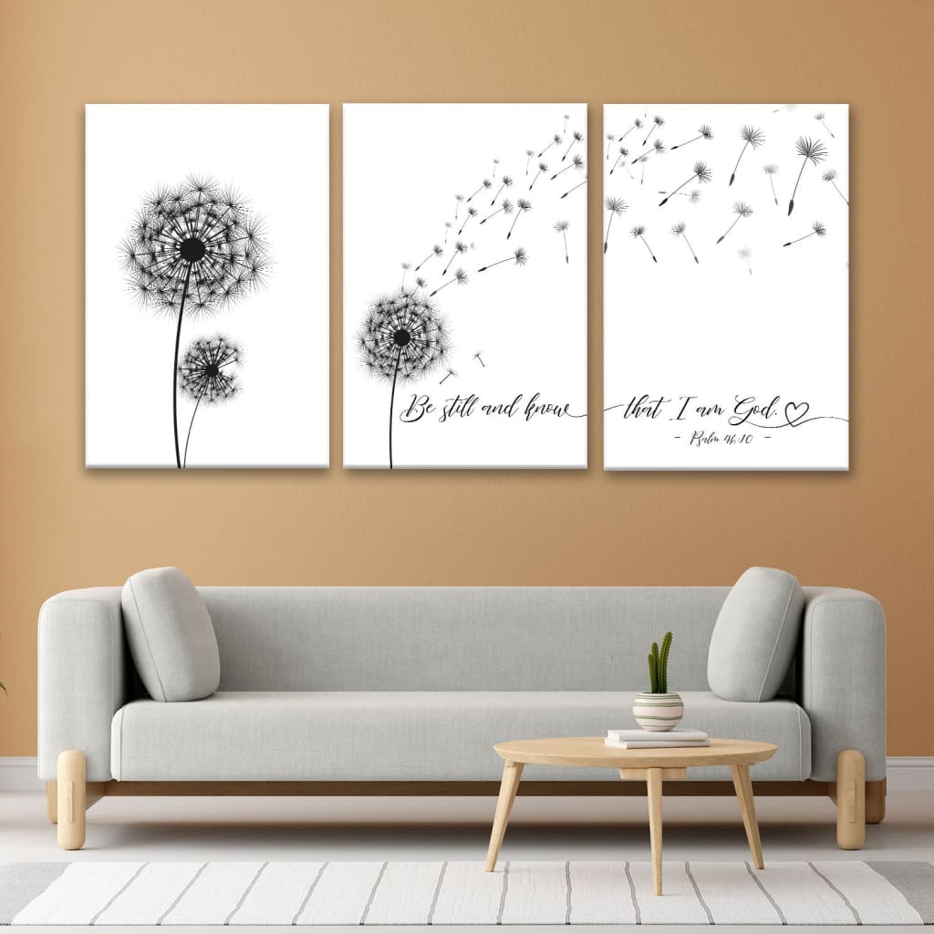 be still and know that i am god 3 Piece sign wall art canvas 3 Panel (12x18)