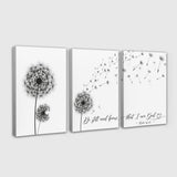 Psalm 46:10 Bible verse wall art: Be Still And Know That I Am God, 3-panel Christian wall art canvas.