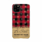 Be still and know that I am God red black buffalo plaid Christmas phone case iPhone 11 Pro Max / Tough