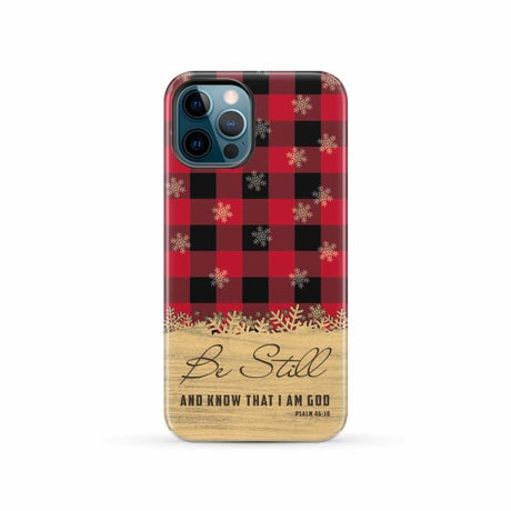 Be still and know that I am God red black buffalo plaid Christmas phone case iPhone 12 Pro / Tough