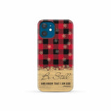 Be still and know that I am God red black buffalo plaid Christmas phone case iPhone 12 Mini / Tough