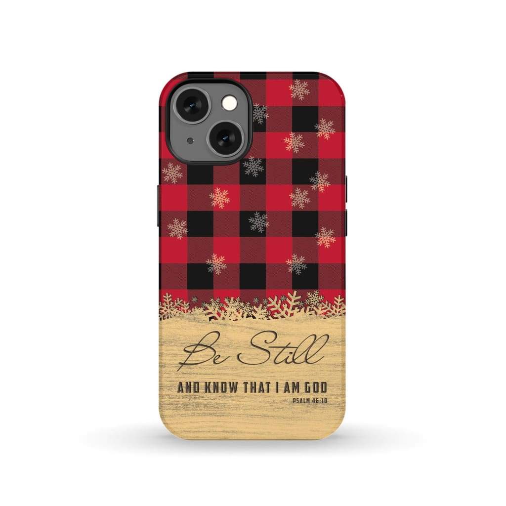 Be still and know that I am God red black buffalo plaid Christmas phone case iPhone 13 / Tough