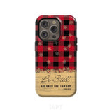 Be still and know that I am God red black buffalo plaid Christmas phone case iPhone 14 Pro / Tough