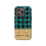 Be still and know that I am God teal black buffalo plaid Christmas phone case iPhone 14 Pro / Tough