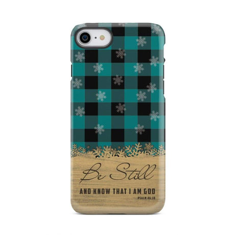 Be still and know that I am God teal black buffalo plaid Christmas phone case iPhone 7 / Tough