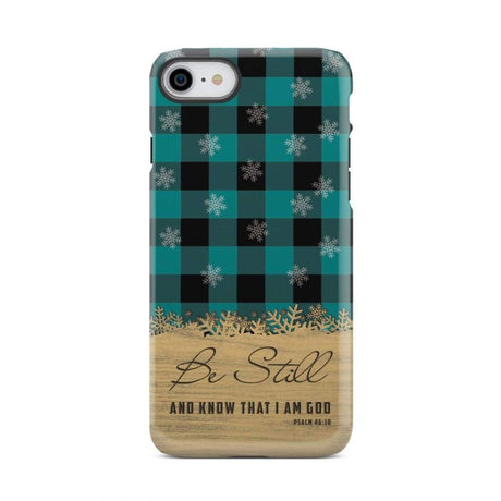 Be still and know that I am God teal black buffalo plaid Christmas phone case iPhone 8 / Tough