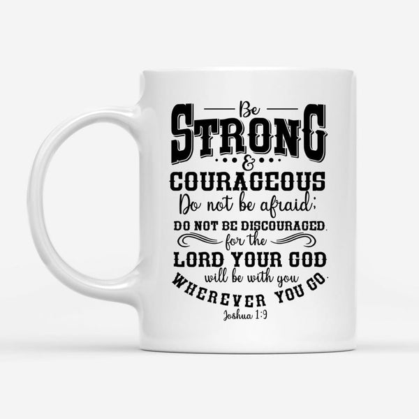 Christian Art Gifts Coffee Mug: Strong and Courageous - Joshua 1:9  Inspirational Scripture, 15oz, Purple - DCBG