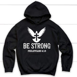Be strong Philippians 4:13 Bible verse hoodie Black / S