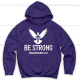 Be strong Philippians 4:13 Bible verse hoodie Purple / S