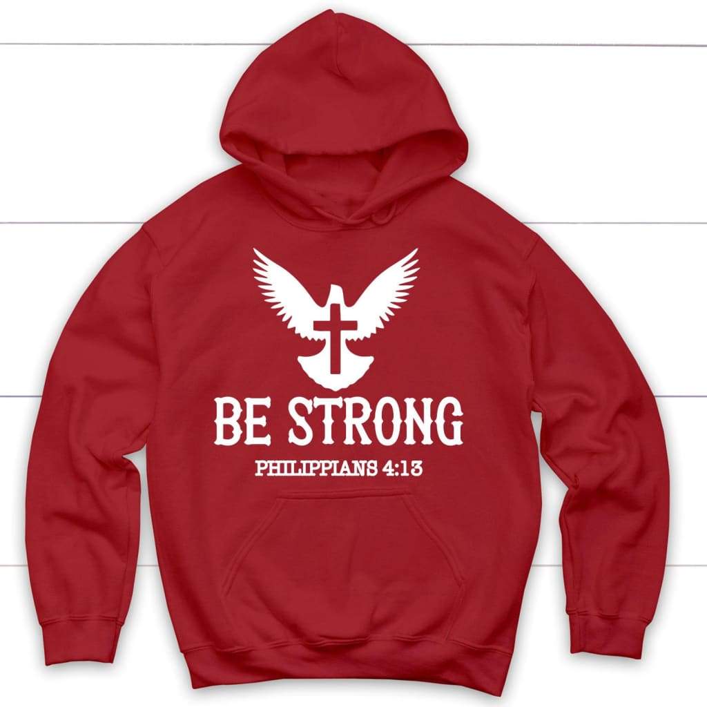 Be strong Philippians 4:13 Bible verse hoodie Red / S