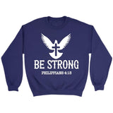 Be strong Philippians 4:13 Bible verse sweatshirt Purple / S