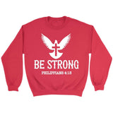 Be strong Philippians 4:13 Bible verse sweatshirt Red / S