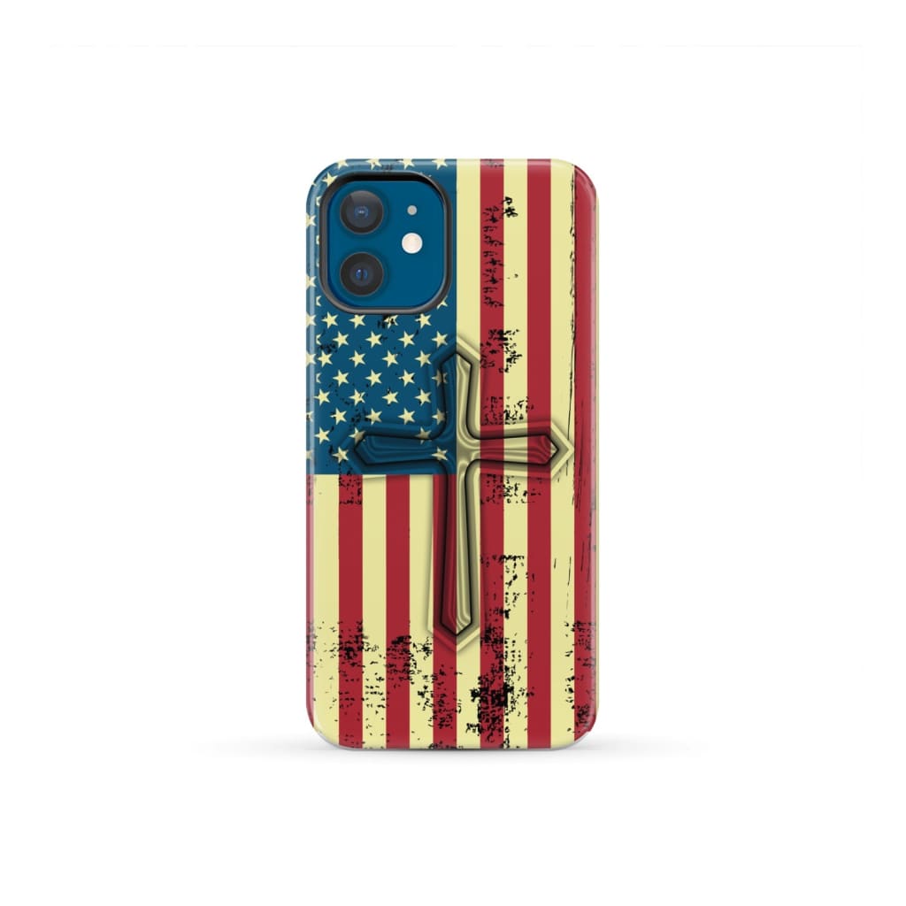 Beautiful American Flag cross phone case iPhone 12 Mini / Tough