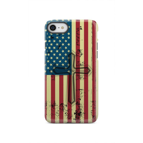 Beautiful American Flag cross phone case iPhone SE 2020 / Tough