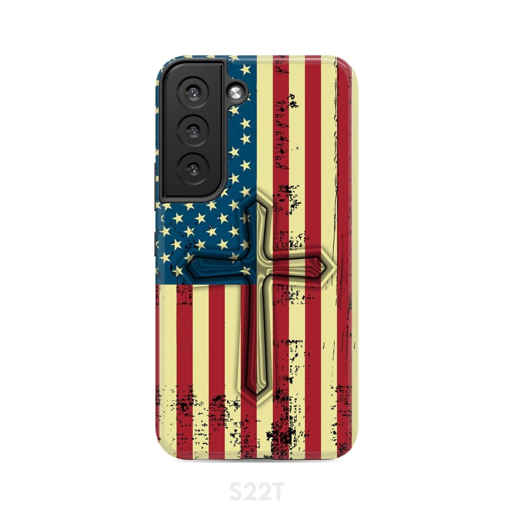 Beautiful American Flag cross phone case Samsung Galaxy S22 / Tough