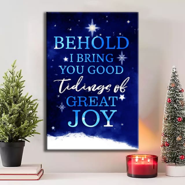 Behold I bring you good tidings of great joy Christmas wall art canvas