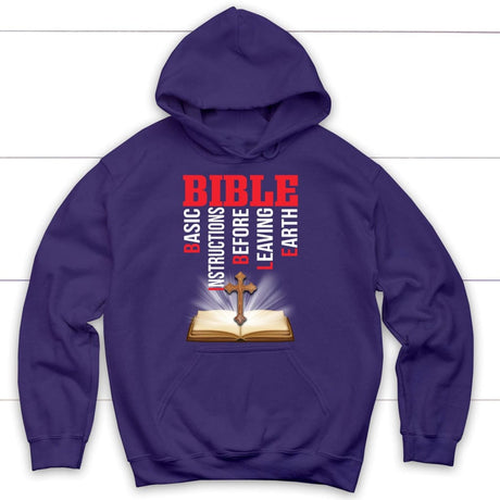 Bible basic instructions before leaving earth Christian hoodie Purple / S